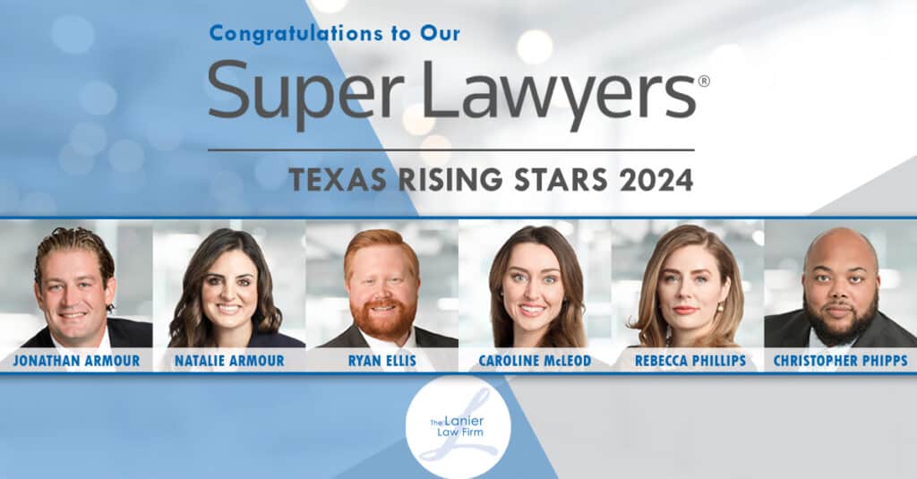 Lanier Law Firm's 2024 Super Lawyers Texas Rising Stars winners.